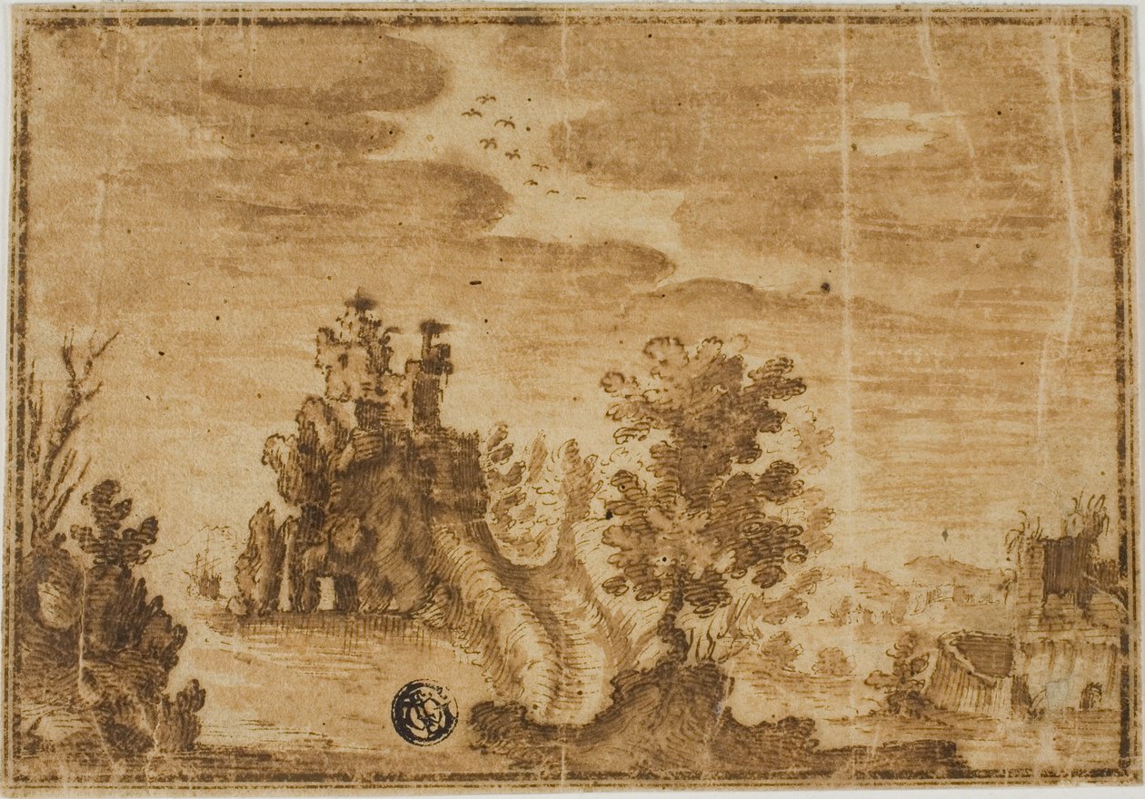 Château de fées dans un paysage - Alfonso Parigi