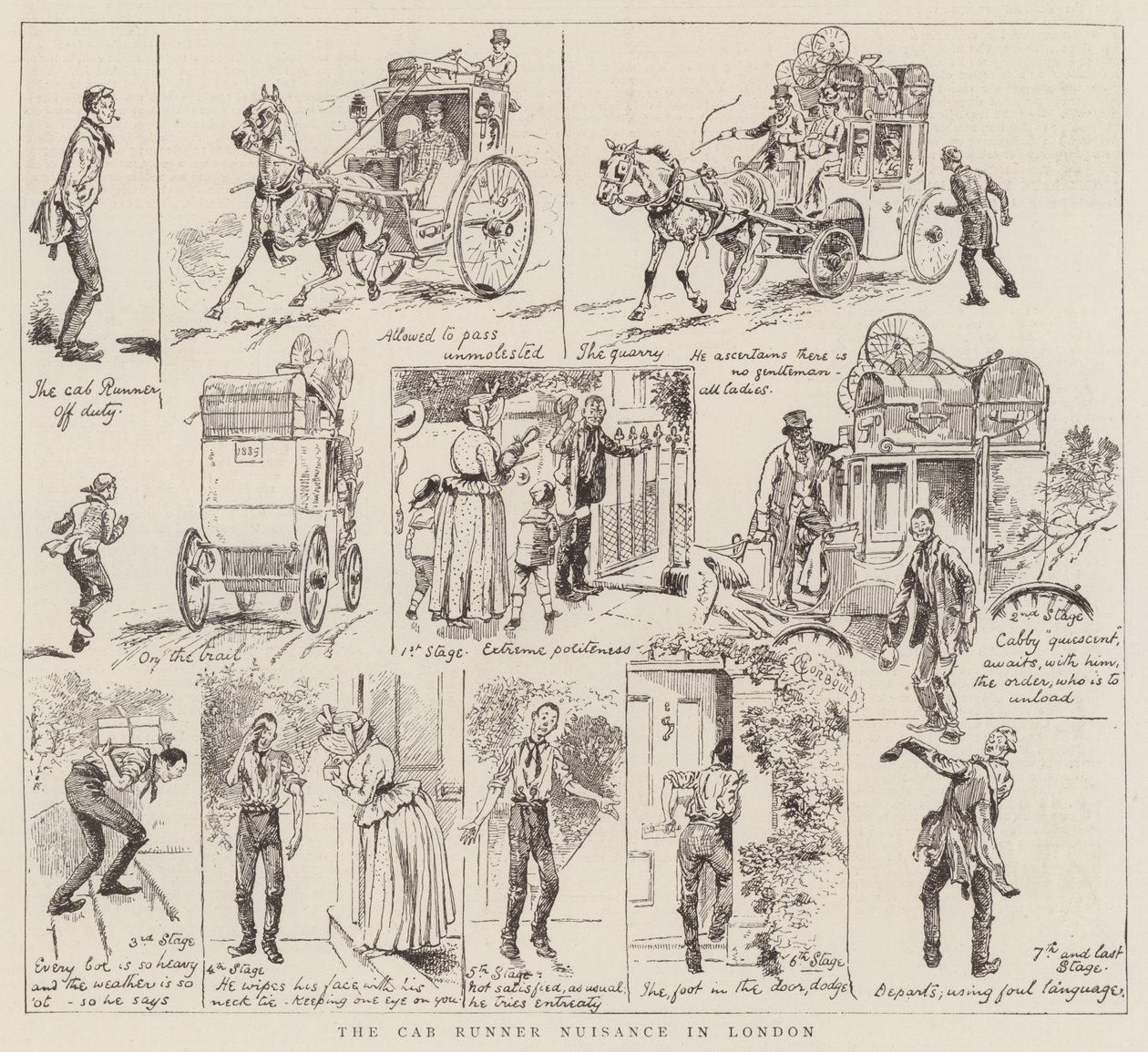 La nuisance des coureurs de cab à Londres - Alfred Chantrey Corbould