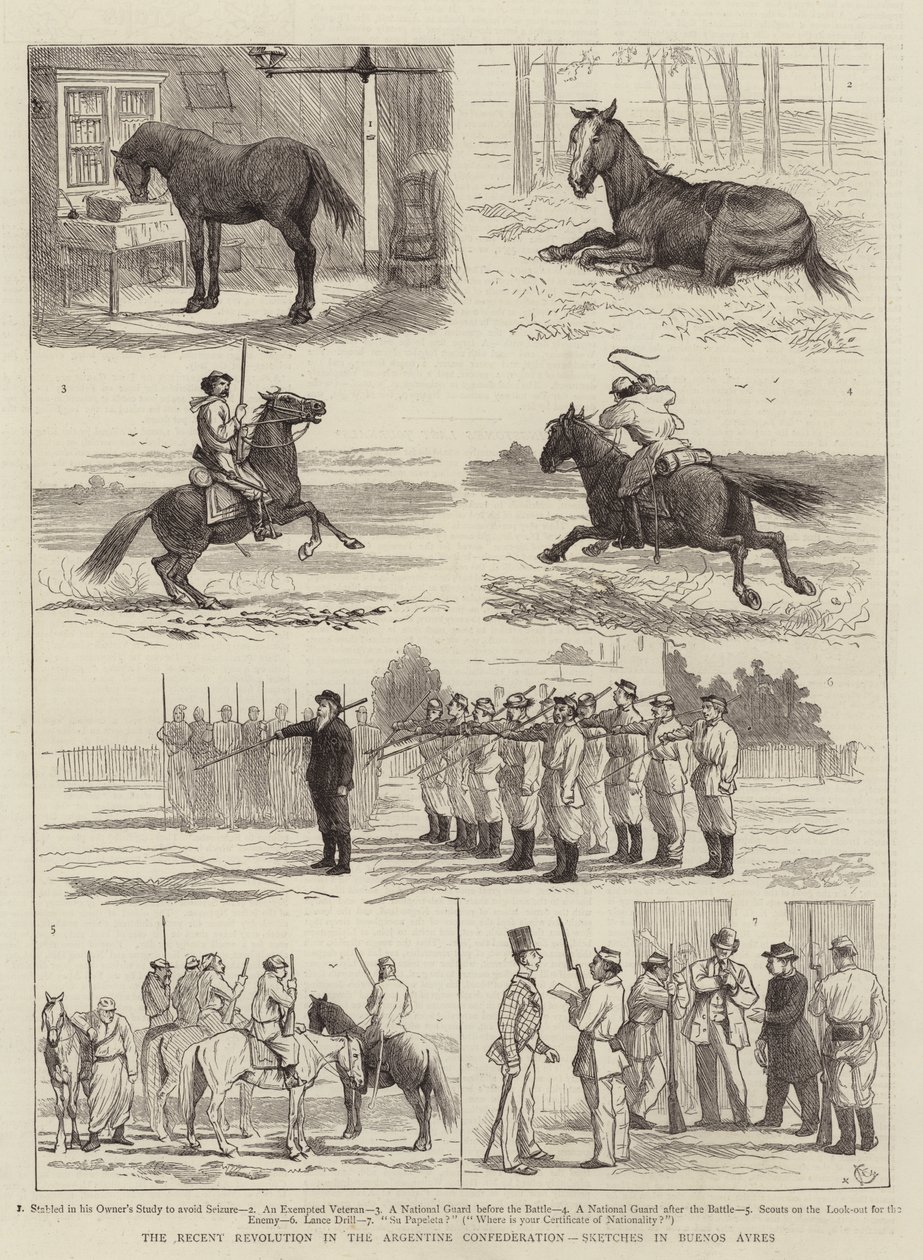 La récente révolution dans la Confédération argentine, croquis à Buenos Aires - Alfred Chantrey Corbould