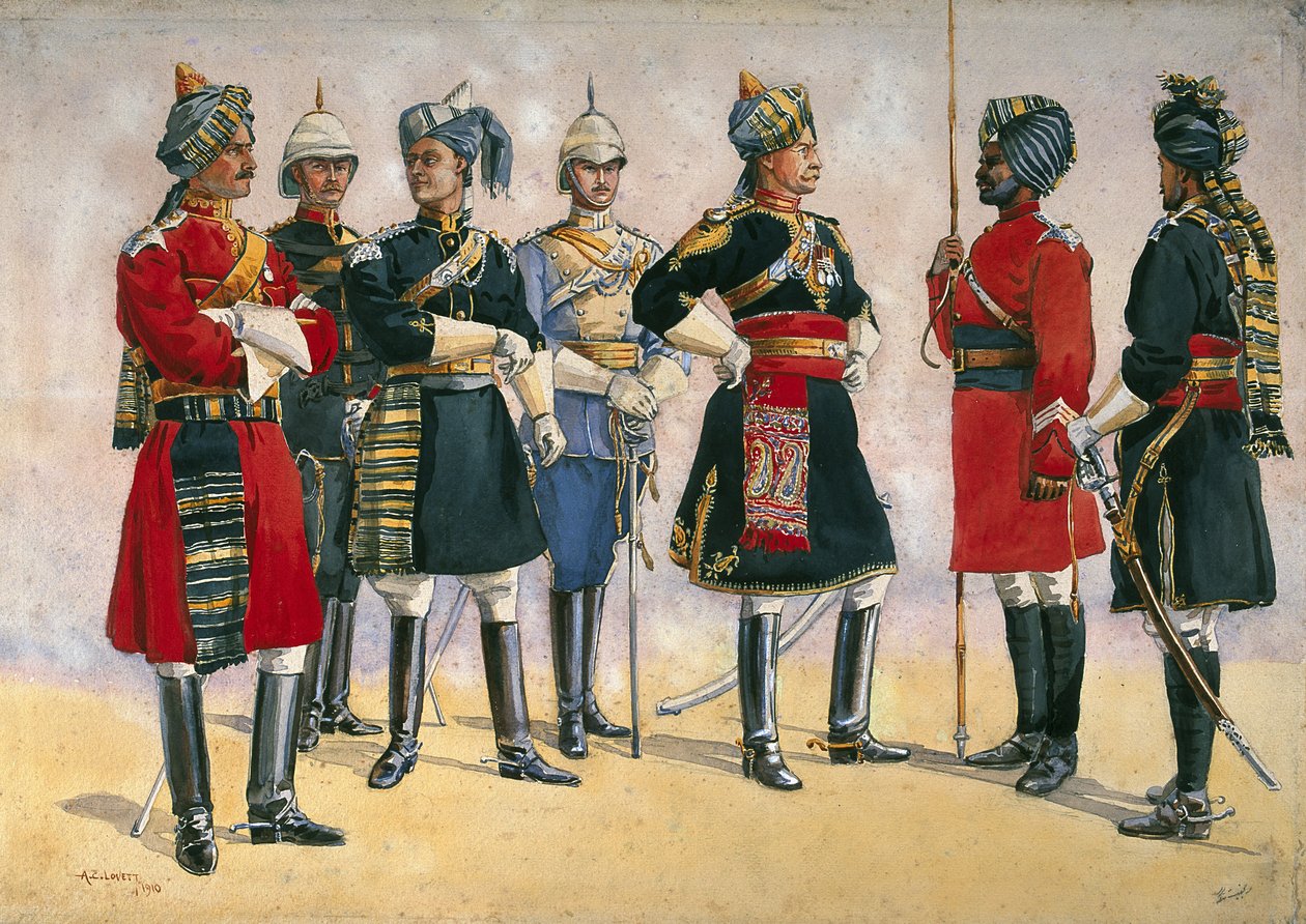 Officiers britanniques, armée indienne, illustration pour 