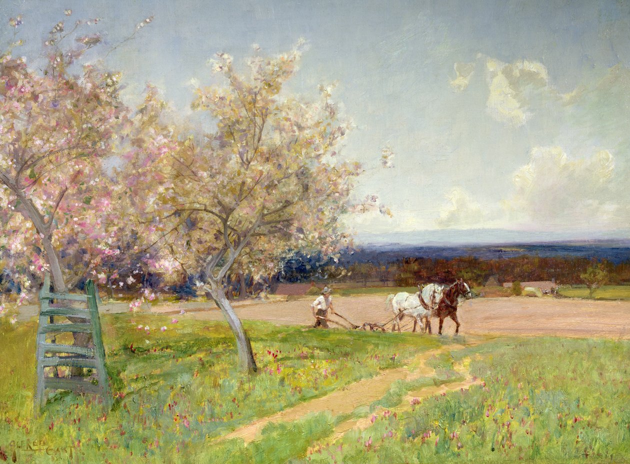 Labourage de printemps, vers 1900 - Alfred East