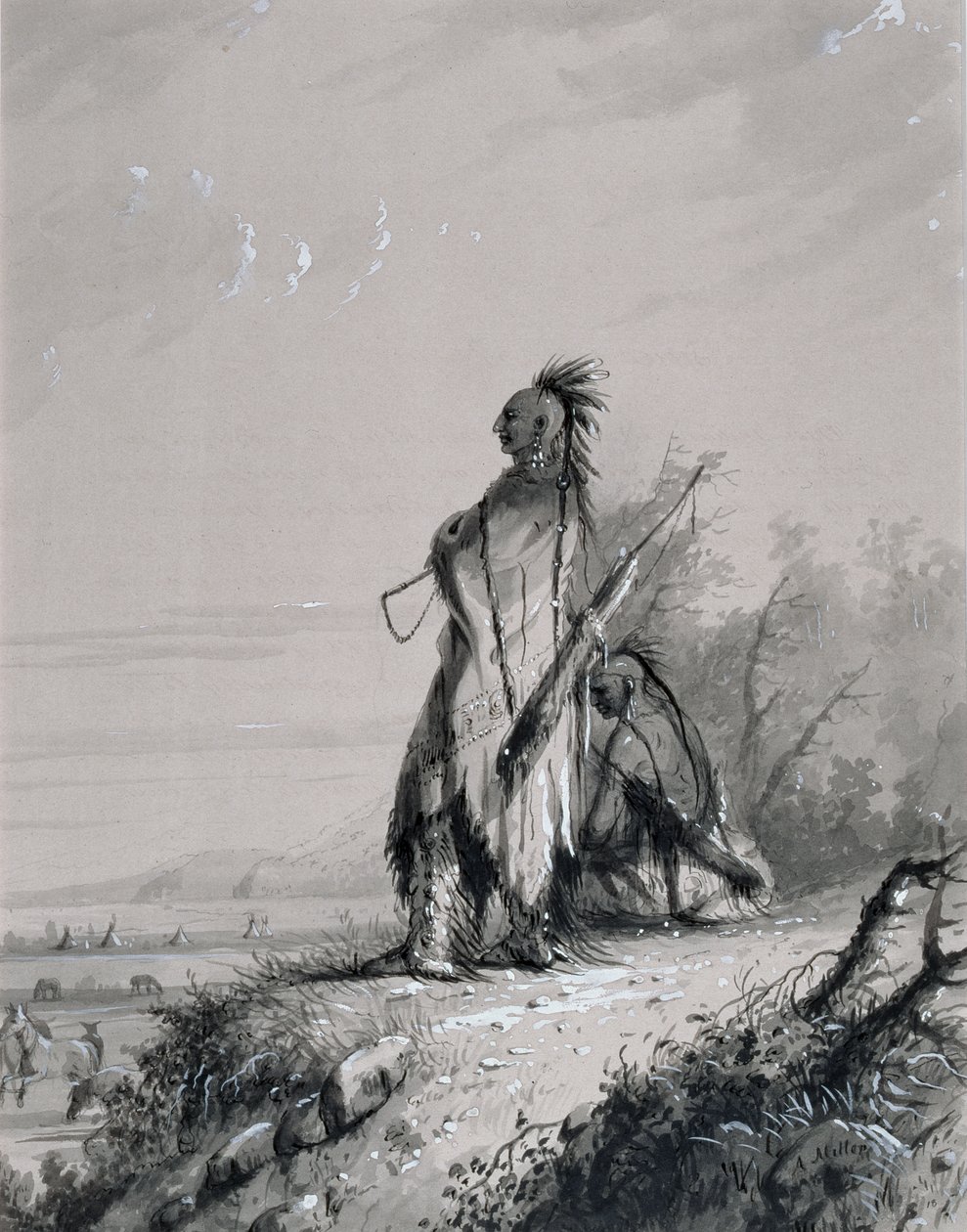 Garde indien Sioux - Alfred Jacob Miller