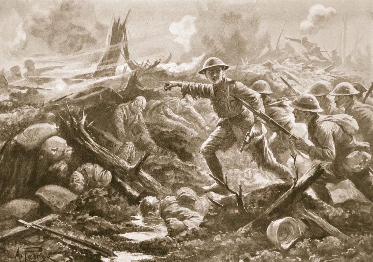 Lieutenant (Lieutenant-Colonel Temporaire) R.B. Bradford, MC, rallie les hommes d