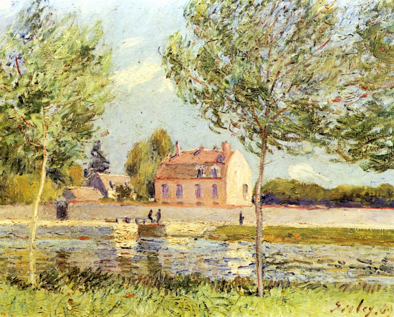 Maisons au bord du Loing - Alfred Sisley