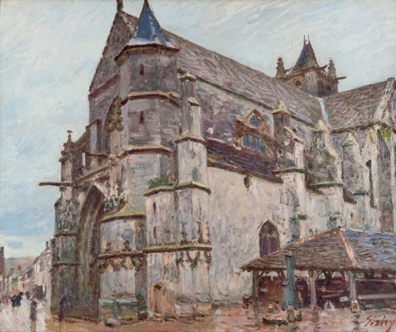 Notre-Dame de Moret sous la pluie du matin - Alfred Sisley