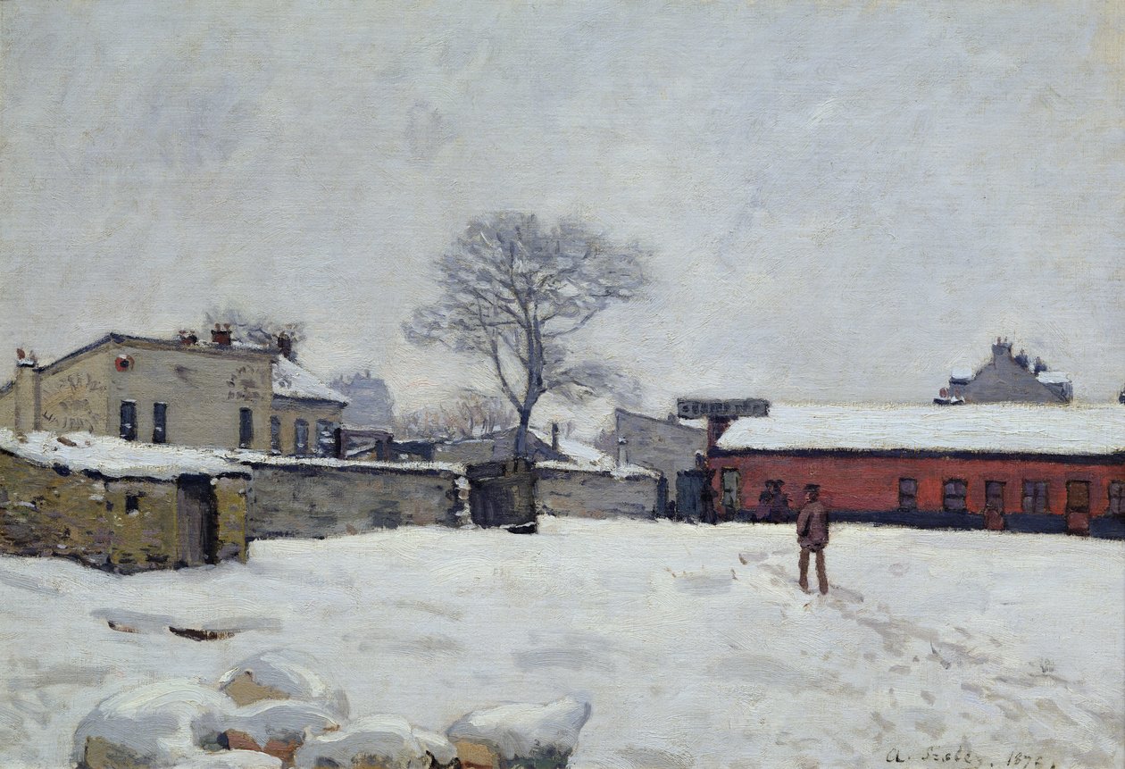 Sous la Neige : la cour de ferme à Marly-le-Roi, 1876 - Alfred Sisley