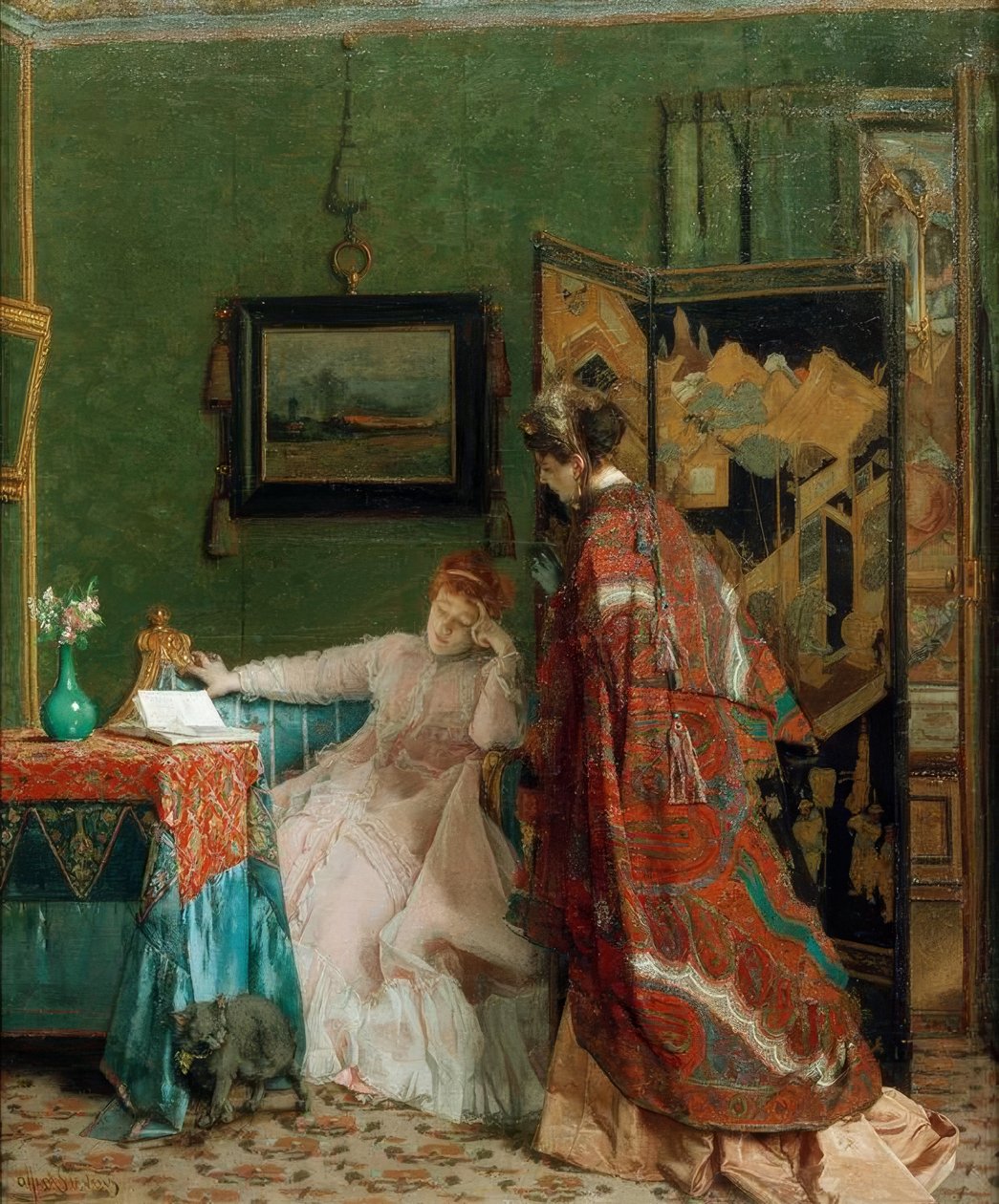 A. Stevens, Nonchalance ou La visite - Alfred Emile Stevens