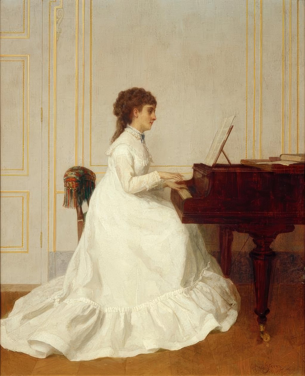 E. Gonzalès au piano / Peinture d