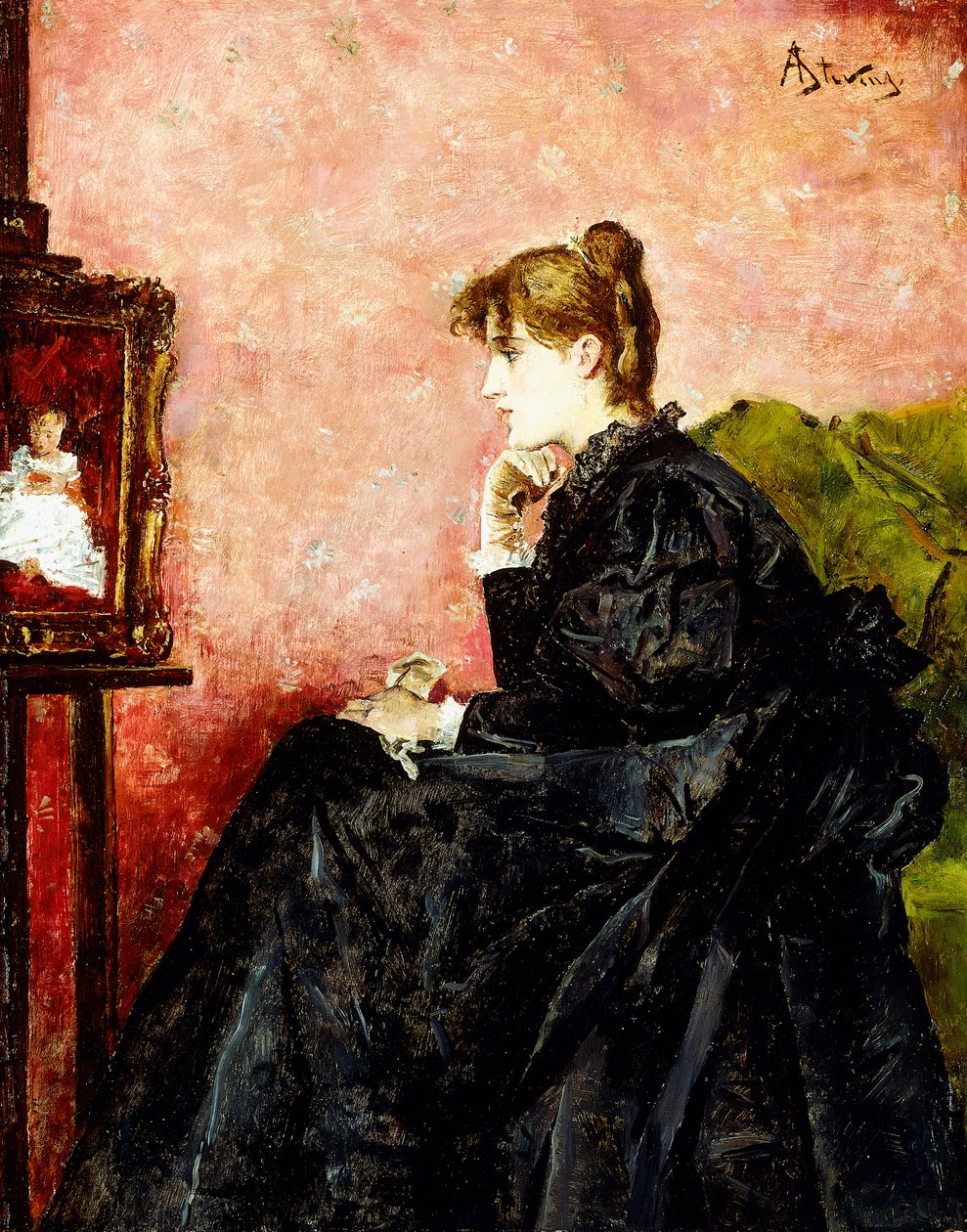 Dame en noir - Alfred Emile Stevens
