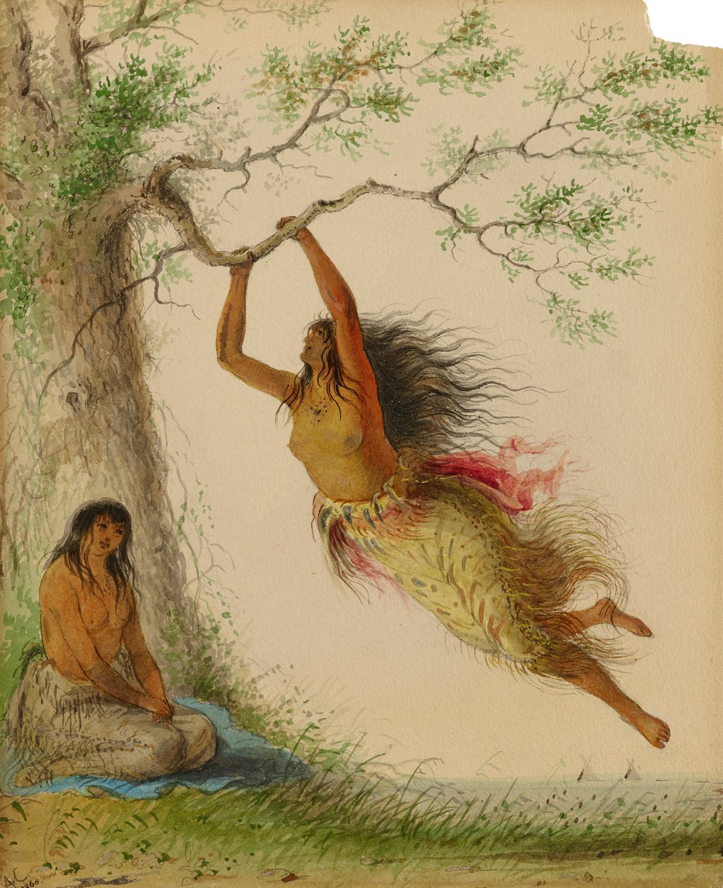 Filles indiennes se balançant - Alfred Jacob Miller