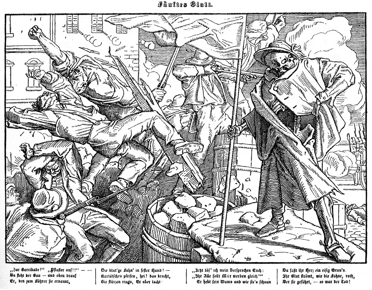 Totentanz 1848 : La Mort conduit les citoyens révolutionnaires - Alfred Rethel