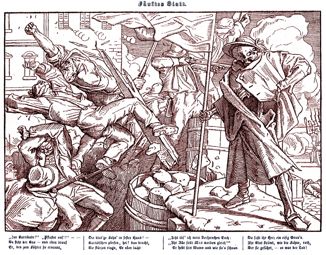 Totentanz 1848 : La mort mène les citoyens révolutionnaires - Alfred Rethel