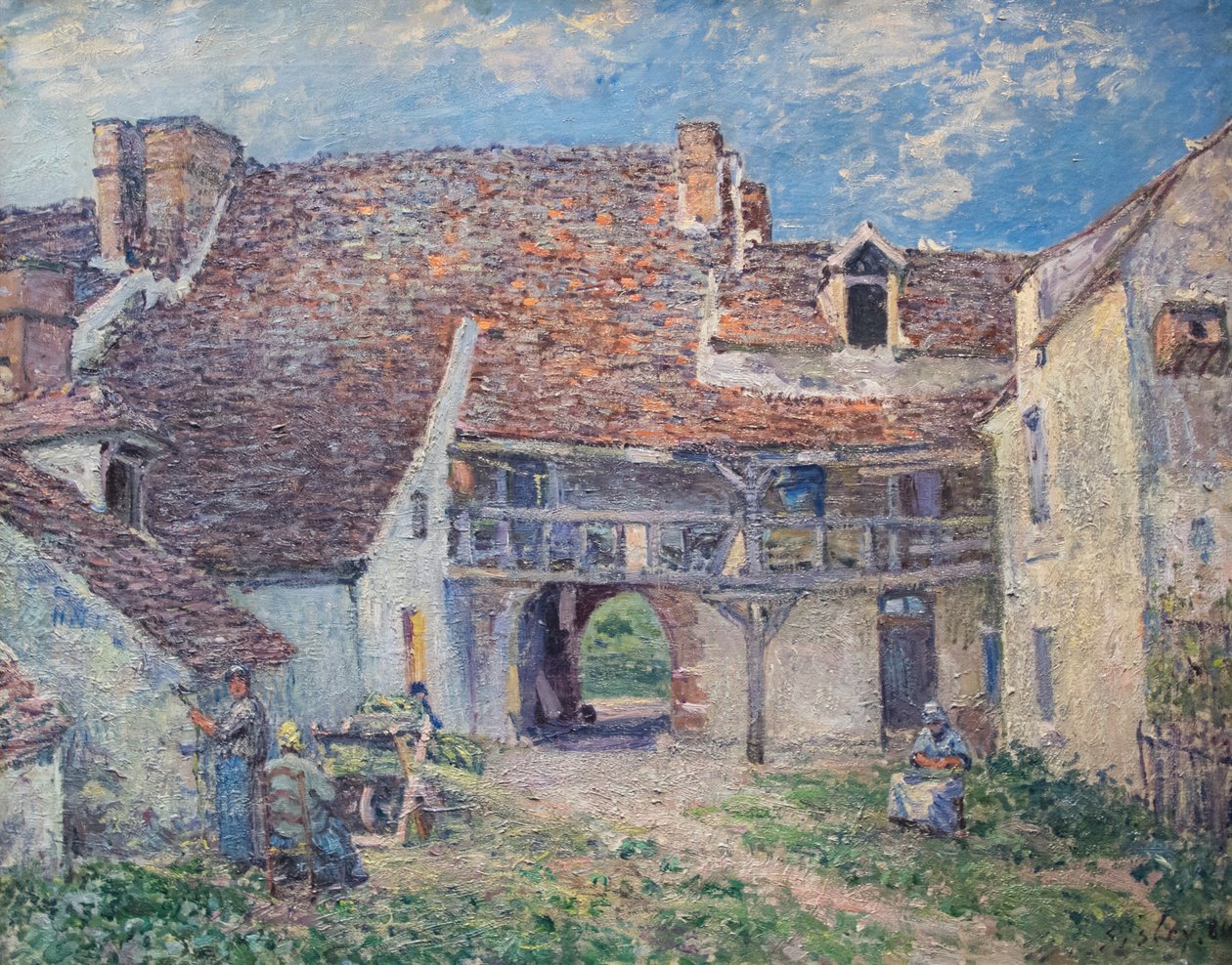 French: Cour de ferme à Saint-Mammès - Alfred Sisley