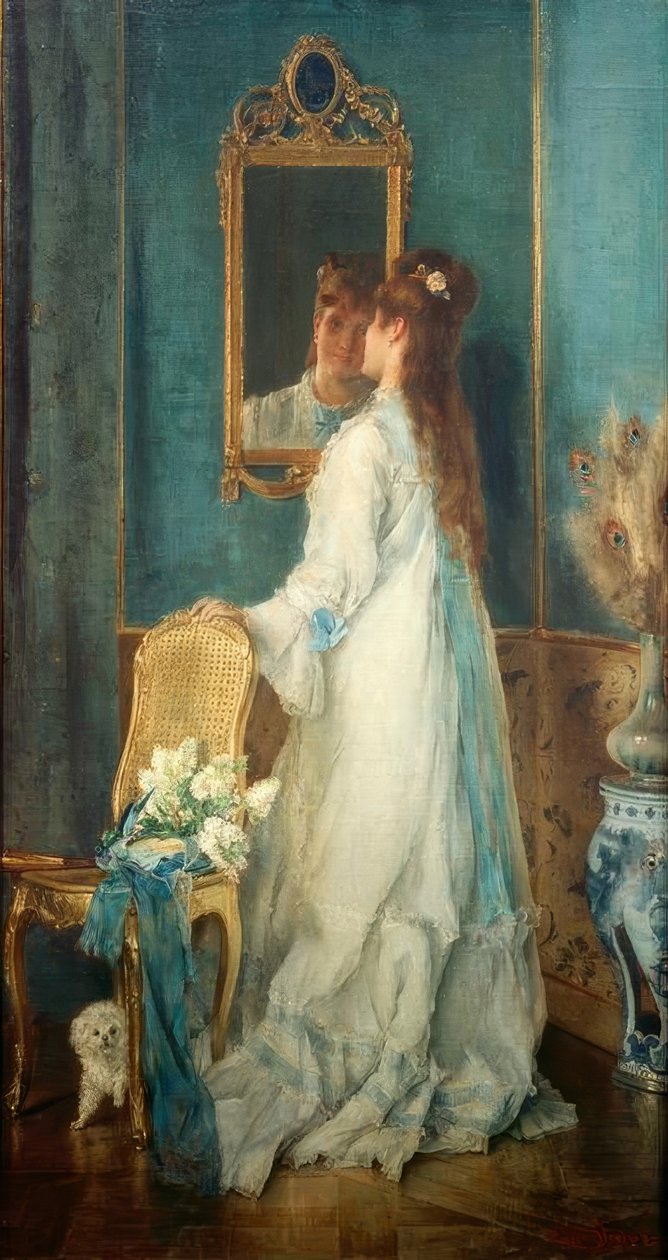 Fille devant le miroir - Alfred Emile Stevens