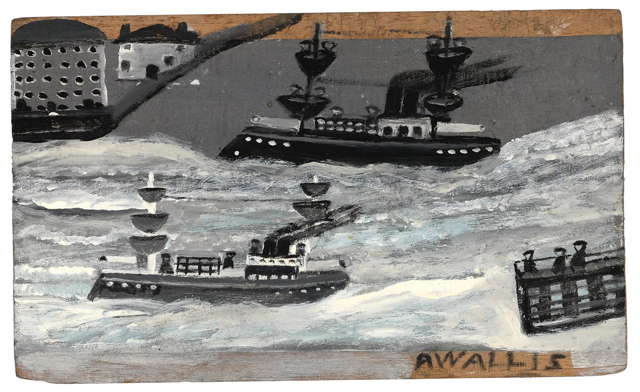 Canonnières en temps de guerre, vers 1855-1942 (huile sur panneau) - Alfred Wallis
