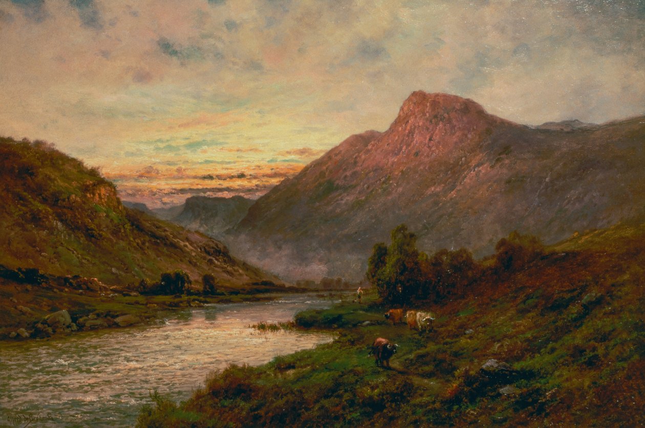 Le Tay au coucher du soleil, Dunkeld - Alfred de Breanski