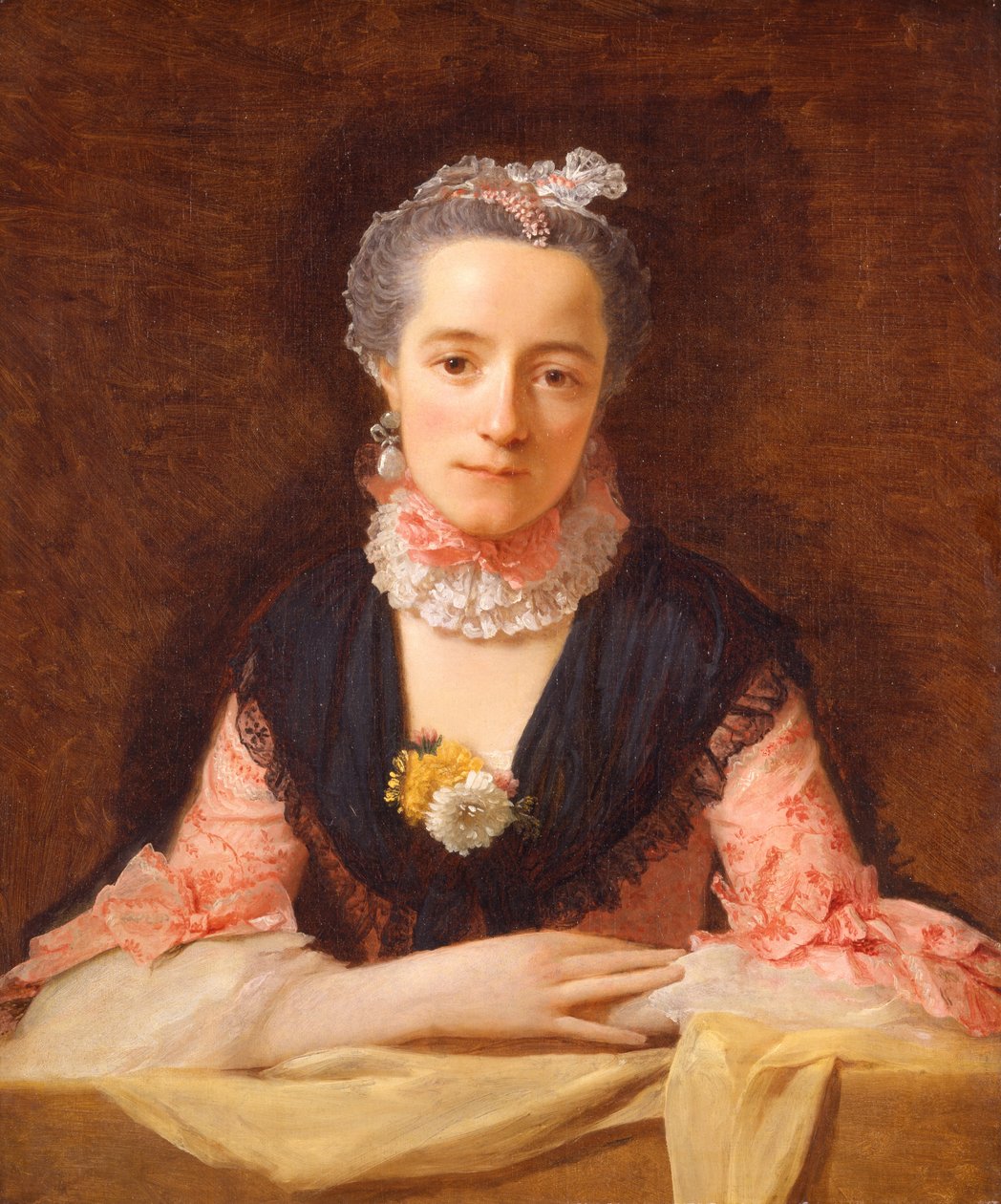 Dame en robe de soie rose - Allan Ramsay
