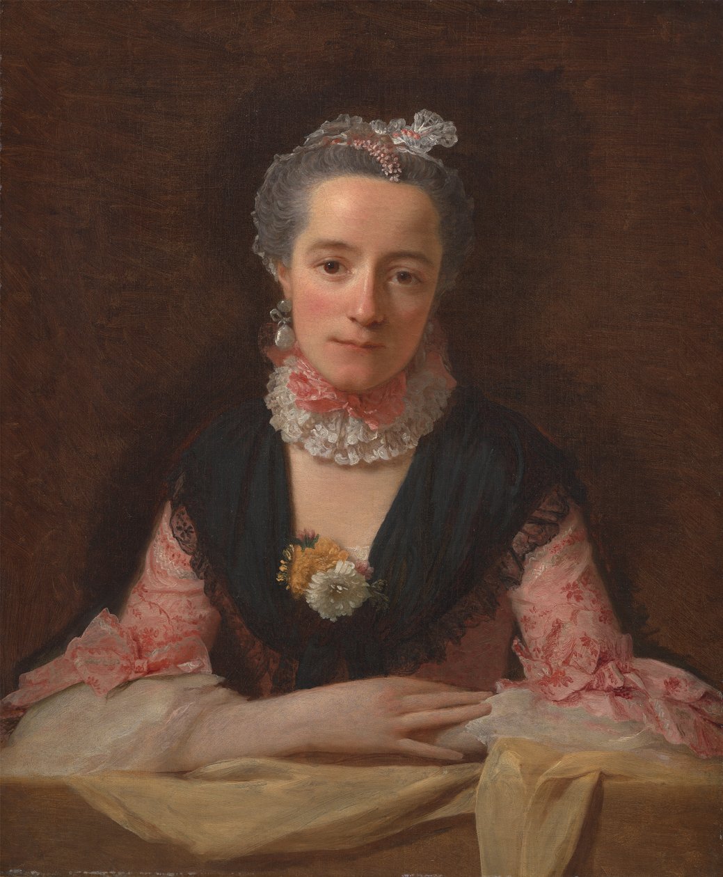 Dame en robe de soie rose - Allan Ramsay