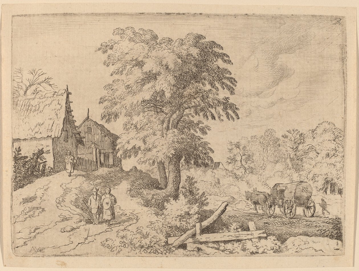 Chariot avec deux chevaux de trait - Allart van Everdingen