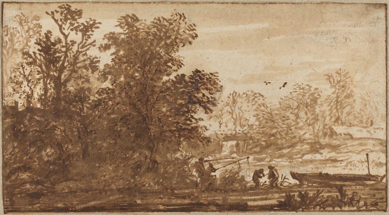 Pêcheur dans un paysage fluvial - Allart van Everdingen