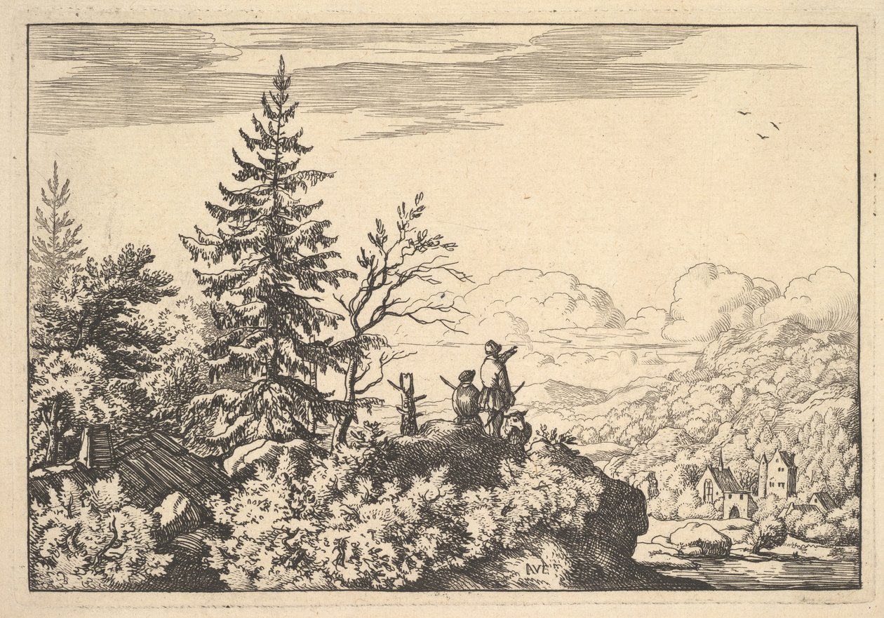 Deux hommes sur une terrasse rocheuse - Allart van Everdingen