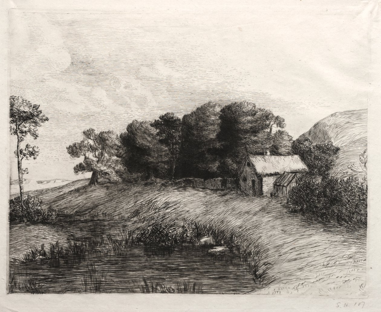 Paysage avec un étang - Alphonse Legros