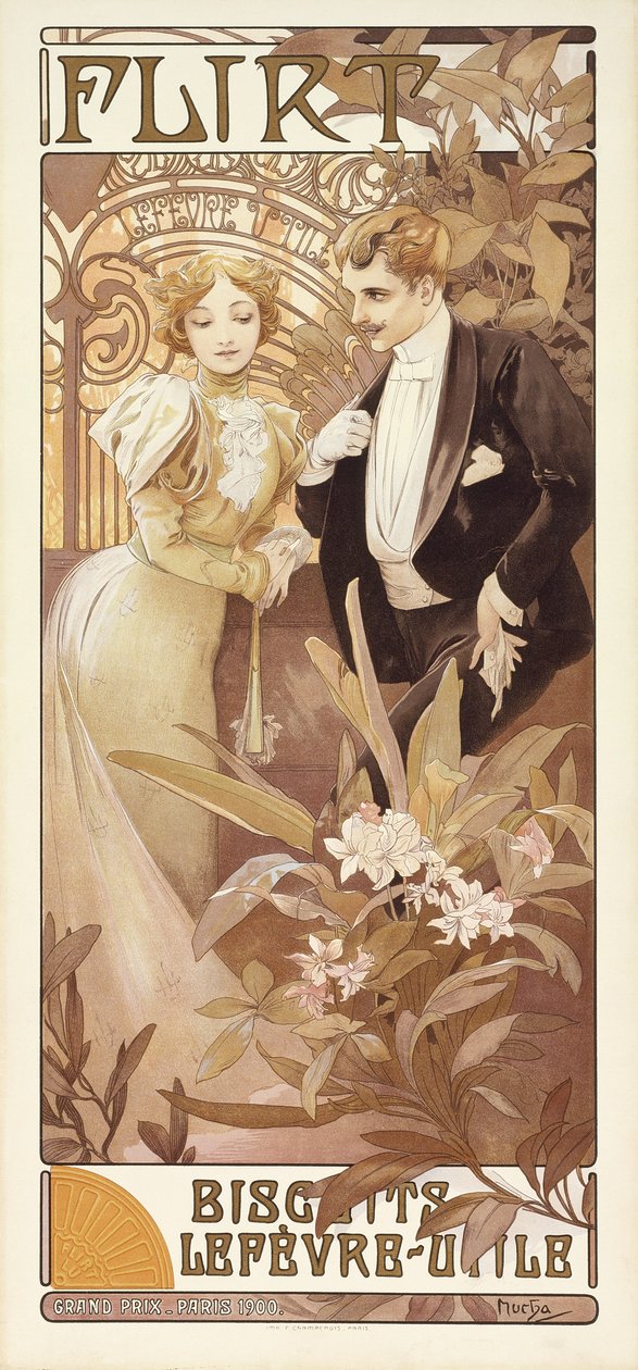 Flirt, vers 1895-1900 - Alphonse Mucha