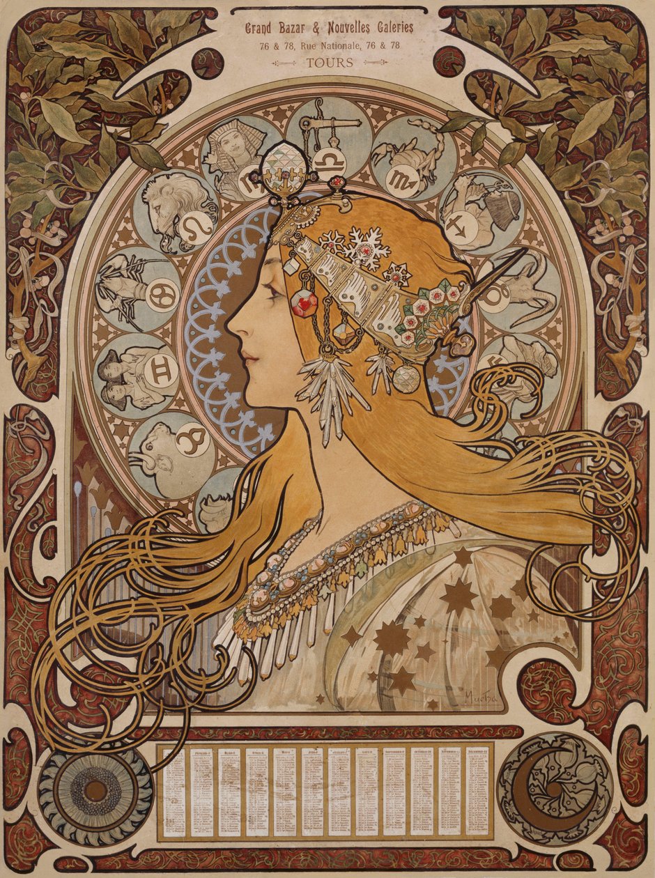 Zodiaque, Grand Bazar & Nouvelles Galeries, Tours - Alphonse Mucha