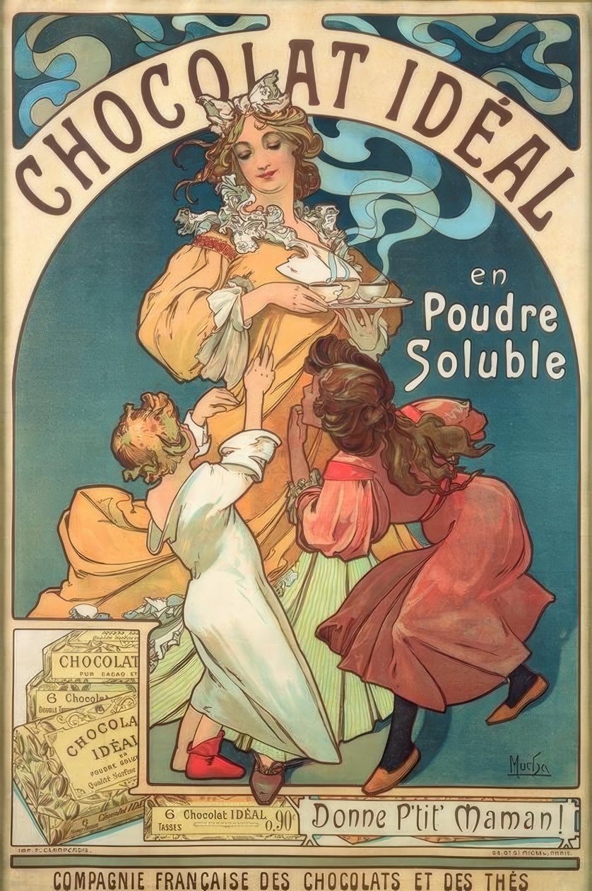 Chocolat Idéal en Poudre Soluble - Alphonse Mucha