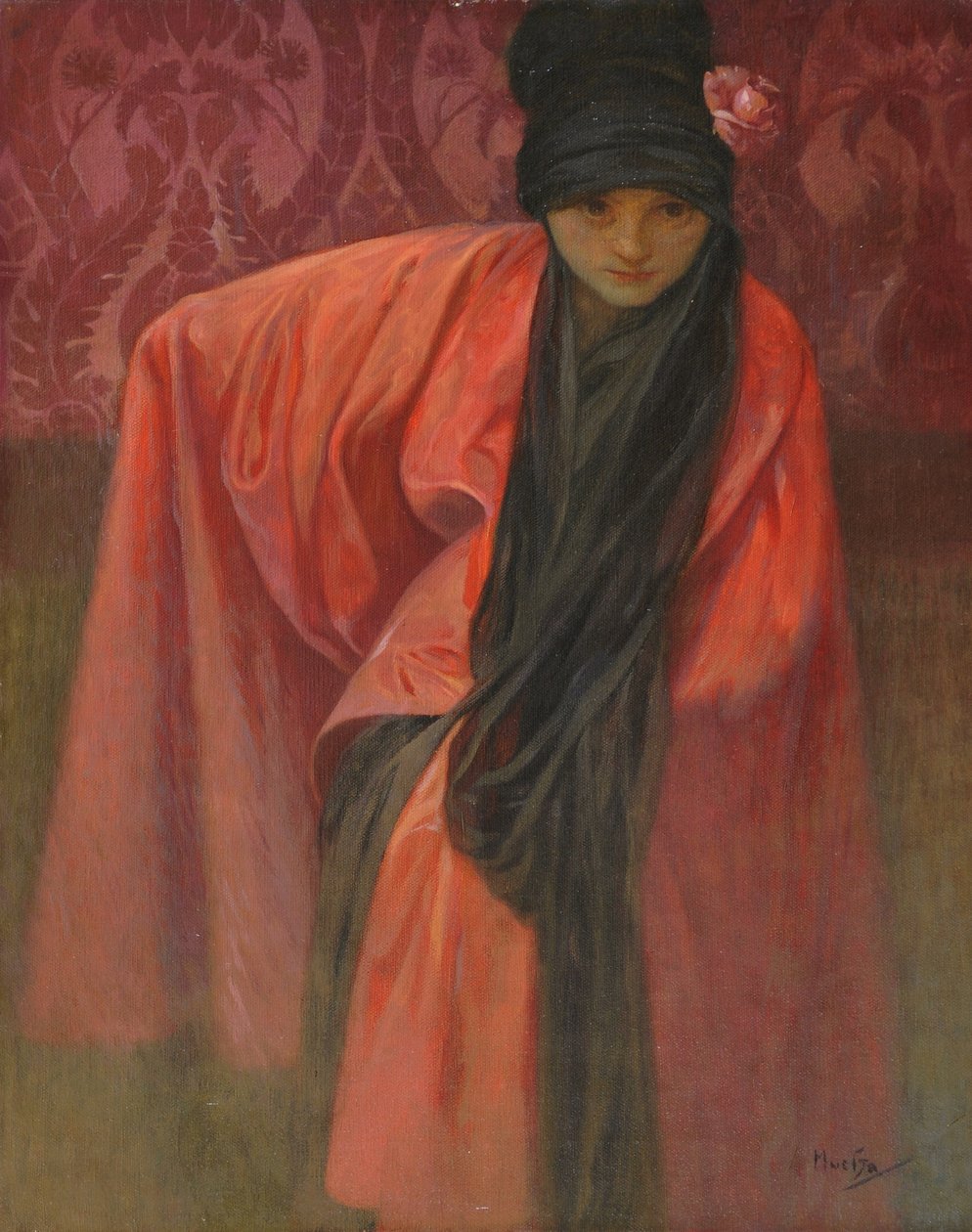 Fille en rouge, vers 1914 - Alphonse Mucha