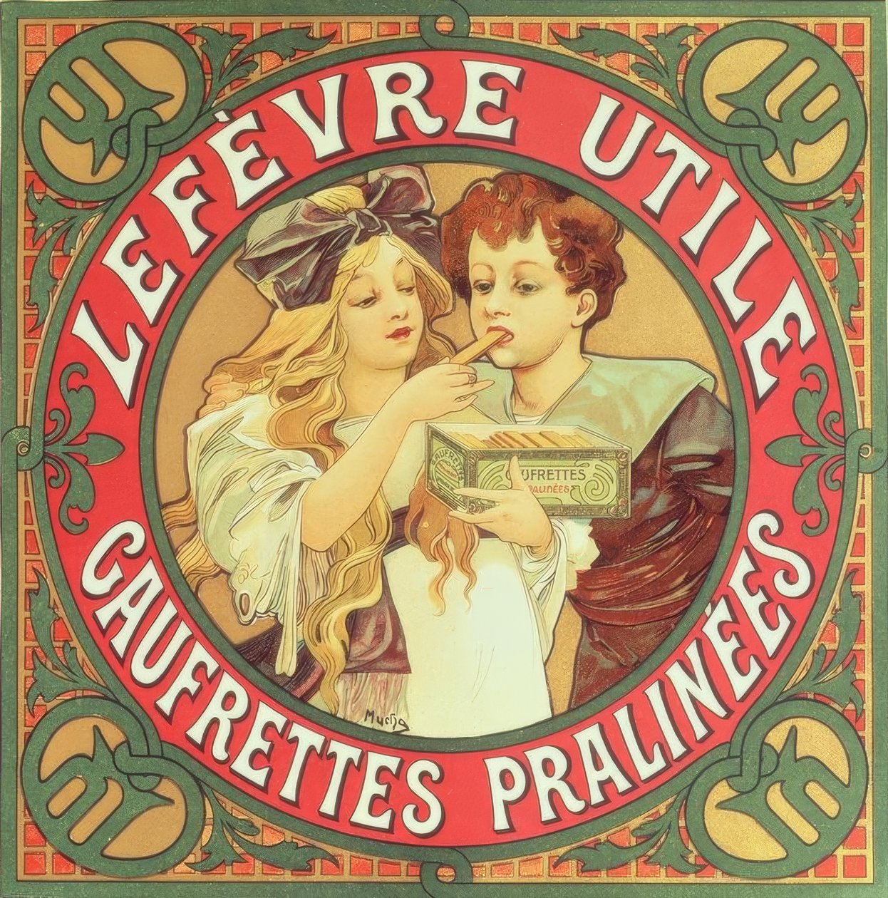 Lefèvre-Utile Gaufrettes pralinées - Alphonse Mucha
