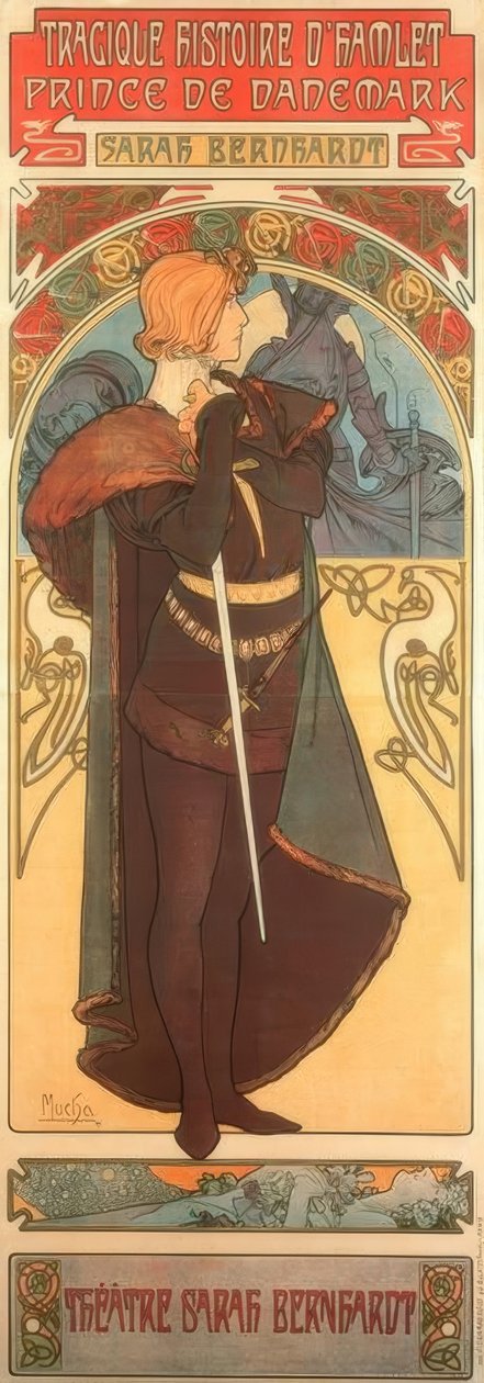 Sarah Bernhardt en Hamlet - Alphonse Mucha