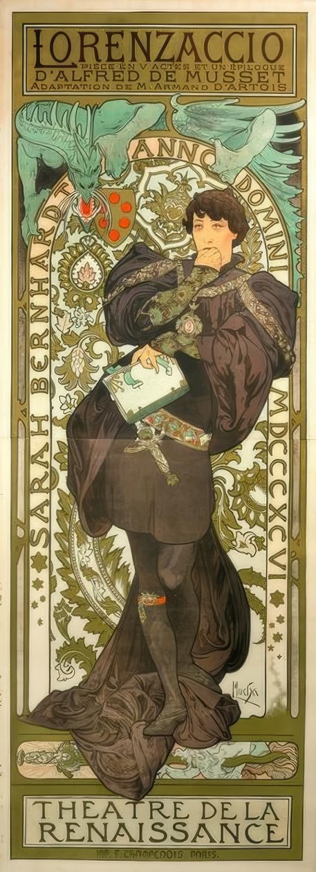 Sarah Bernhardt en Lorenzaccio - Alphonse Mucha