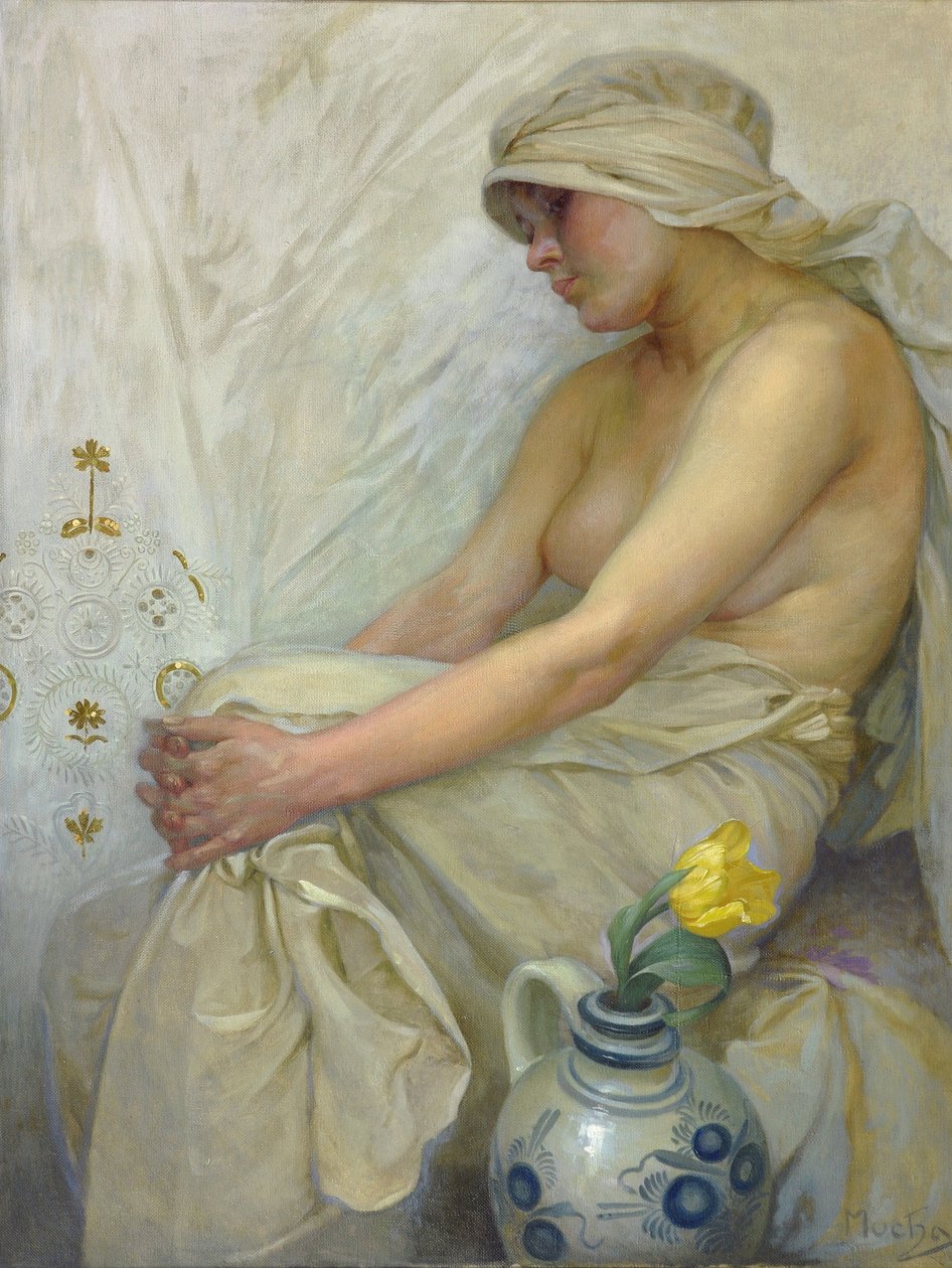 Fille assise, c. 1914 - Alphonse Mucha