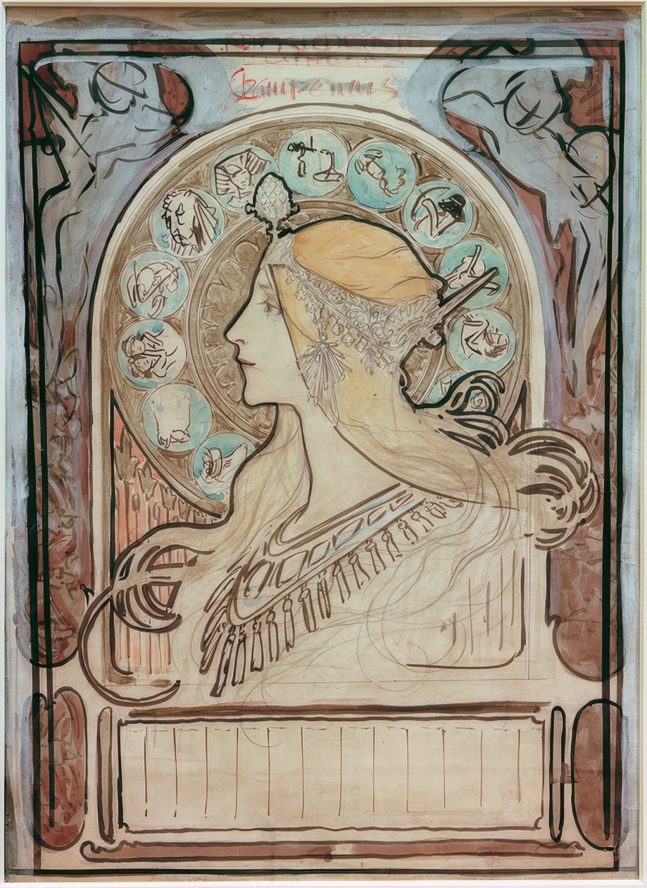 Étude pour Zodiaque - Alphonse Mucha