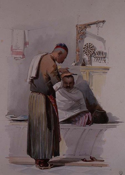 Un Barbier, vers 1855 - Amadeo Preziosi