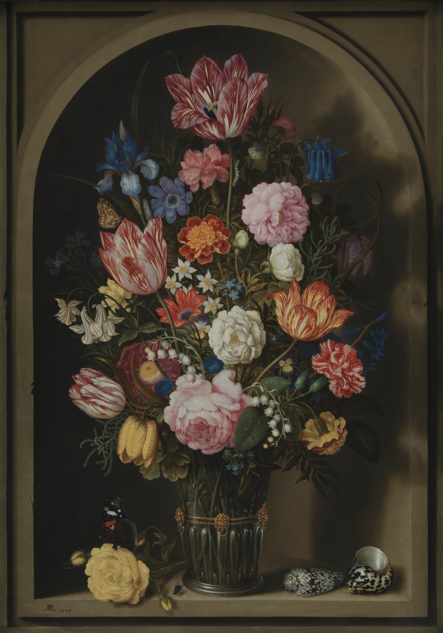 Bouquet de fleurs dans une niche en pierre - Ambrosius the Elder Bosschaert
