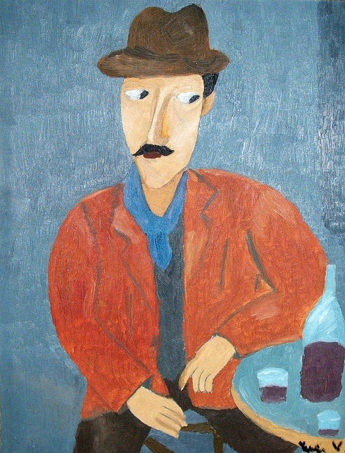 Homme avec un verre de vin - Amedeo Modigliani