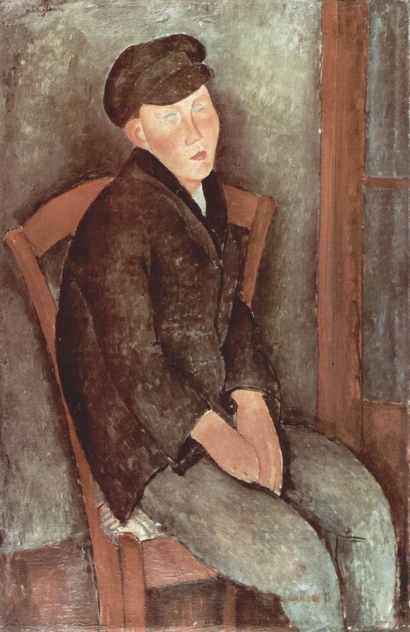 French : Garçon assis avec un chapeau - Amedeo Modigliani