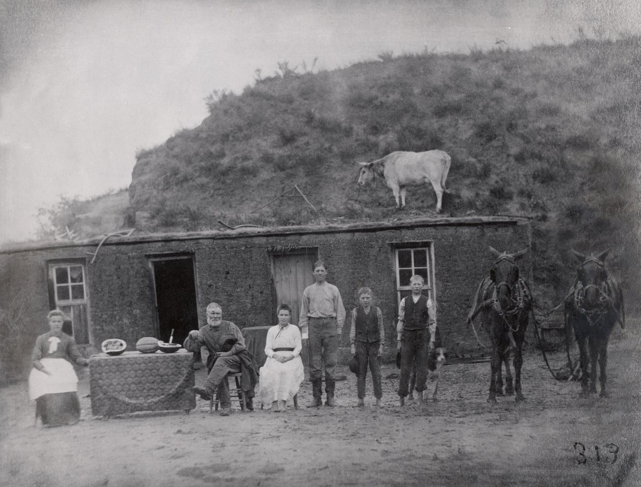 Famille de pionniers américains devant leur maison - American Photographer