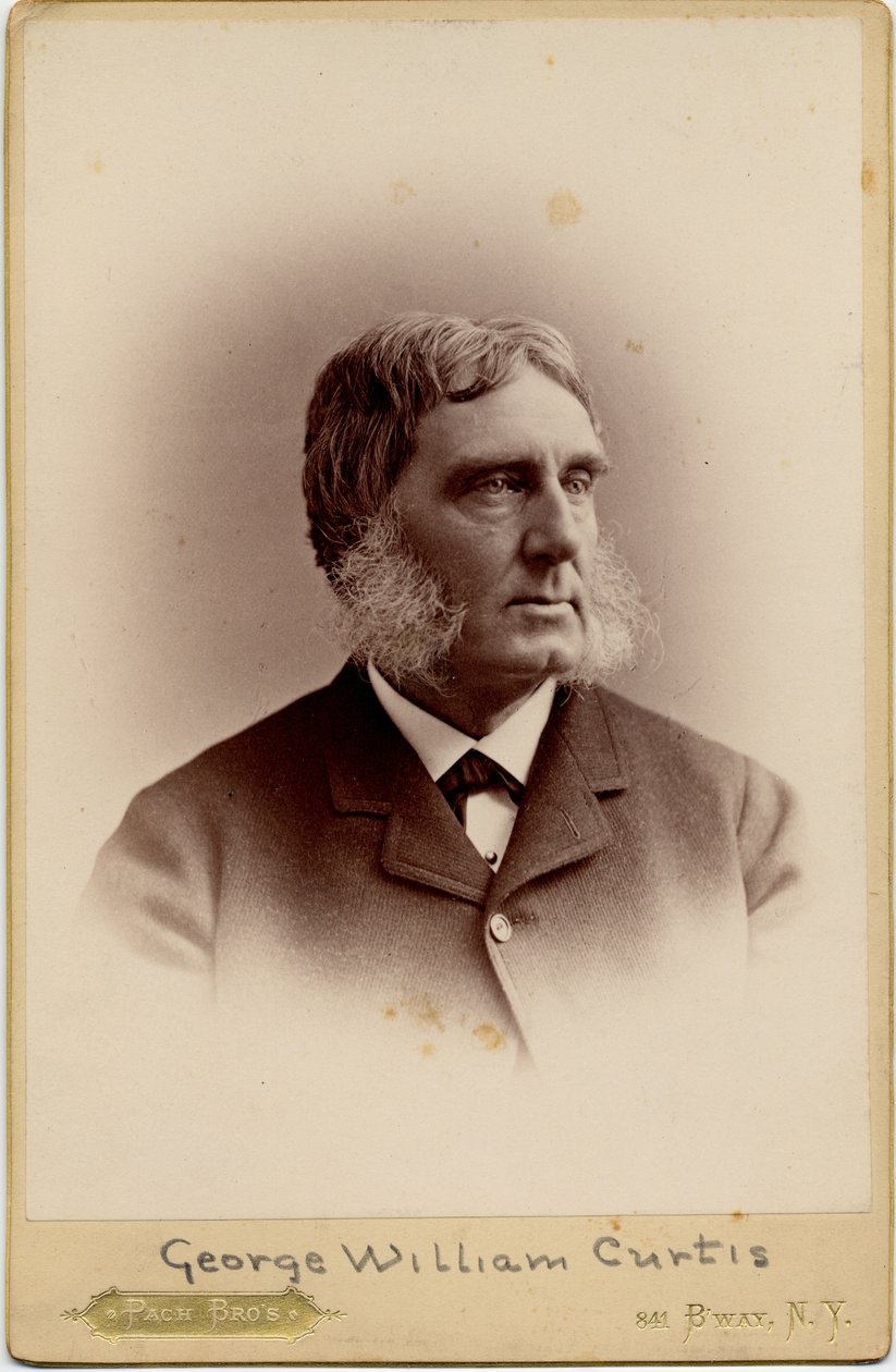 George William Curtis (1824-92), écrivain américain; photo par Pach Brothers, New York - American Photographer