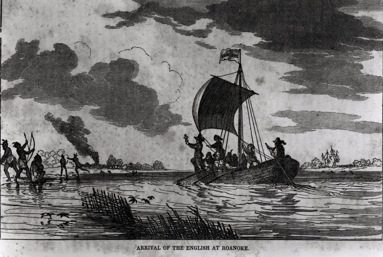Arrivée des Anglais à Roanoke, 1587, tiré de 