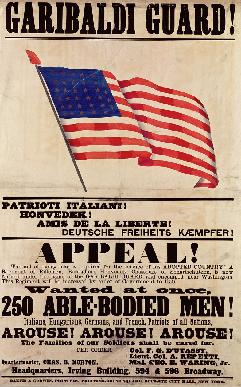 Garde Garibaldi ! Appel !, publié par Baker Godwin - American School