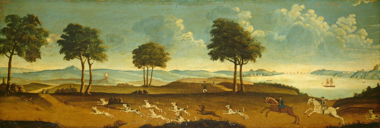 Scène de chasse avec un port - American 18th Century