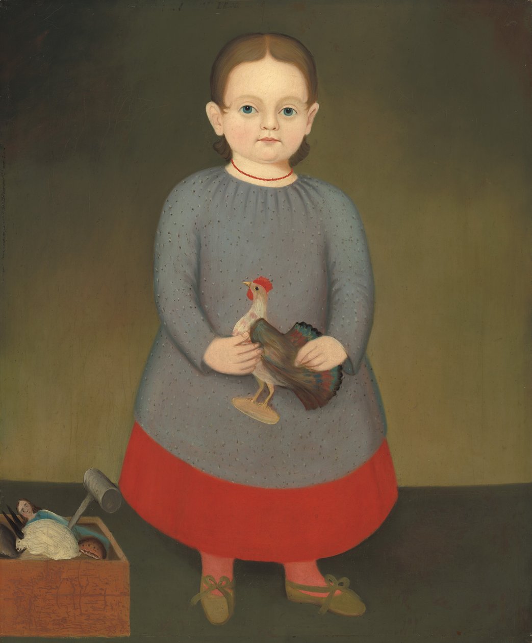 Fille avec un coq jouet - American 19th Century