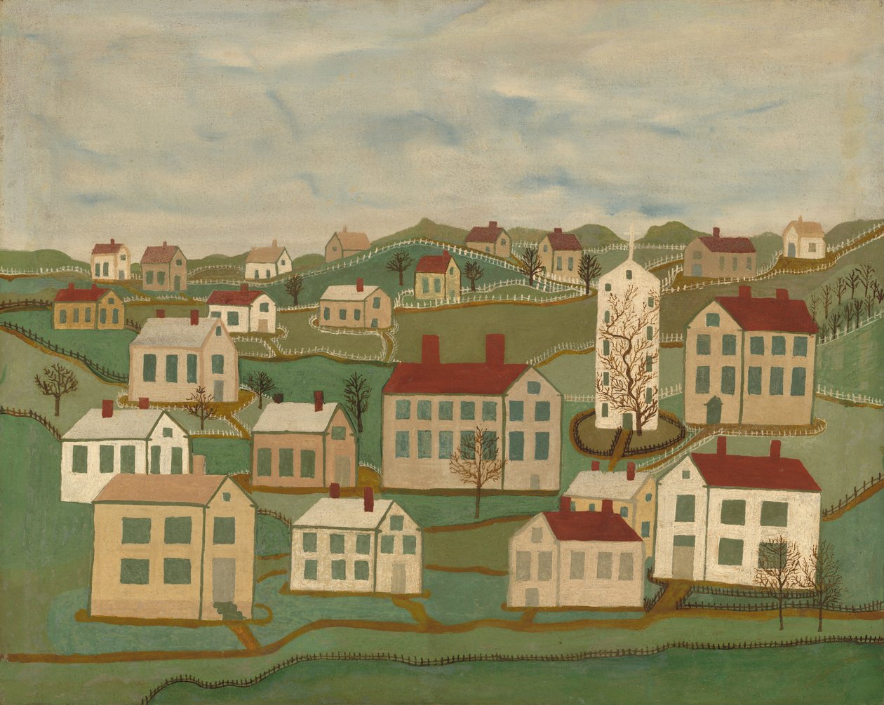 Vingt-deux maisons et une église - American 19th Century