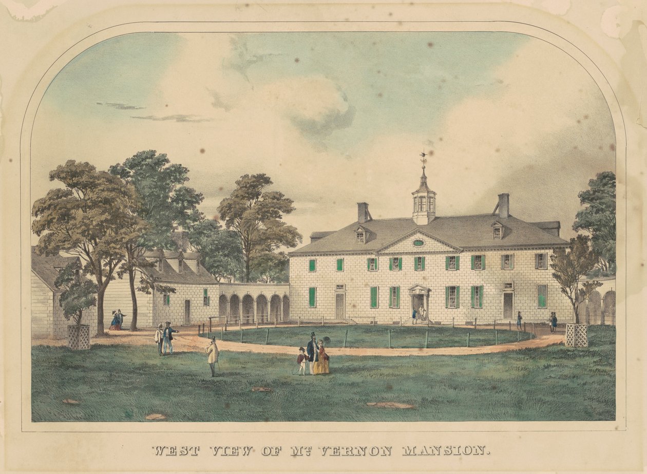 Vue ouest du manoir de Mount Vernon - American 19th Century
