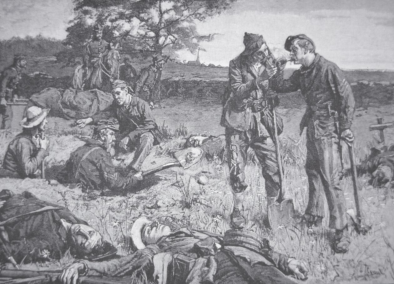 Entre les lignes pendant une trêve (lithographie) - American School