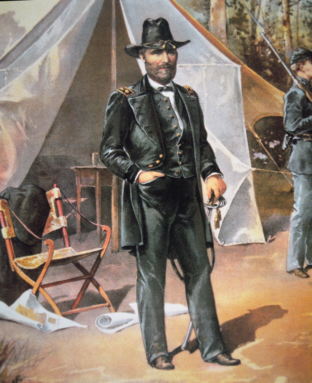 Général Ulysses Simpson Grant (lithographie en couleur) - American School
