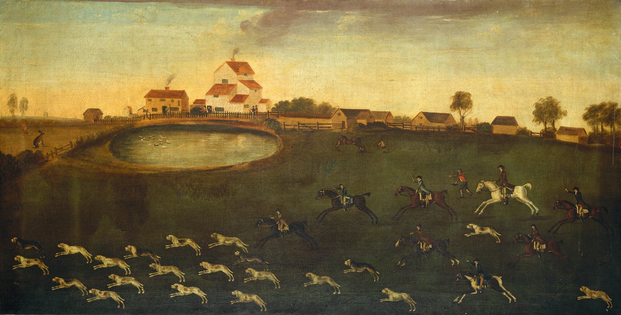 Scène de chasse avec un étang, XVIIIe siècle - American School